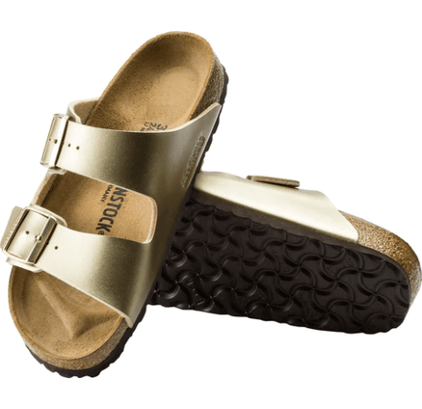 Gold leather birkenstocks clearance