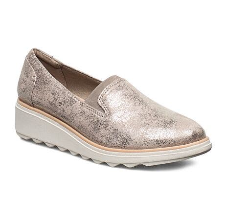 Clarks sharon dolly suede wedge loafer sales