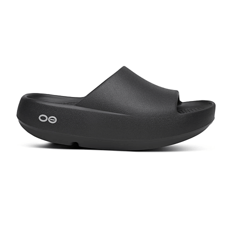 OOFOS OOahh PLUS Black Unisex Recovery Sandal | Canadian Footwear