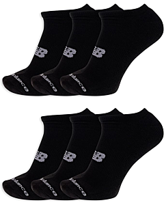No Show Socks 6 Pack Black S-L Unisex