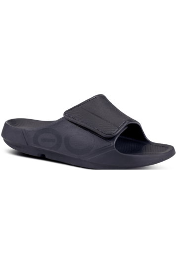 OOFOS OOahh PLUS Black Unisex Recovery Sandal | Canadian Footwear