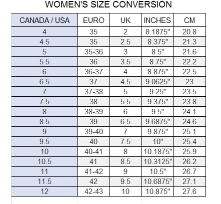 Size Fit Guide Canadian Footwear